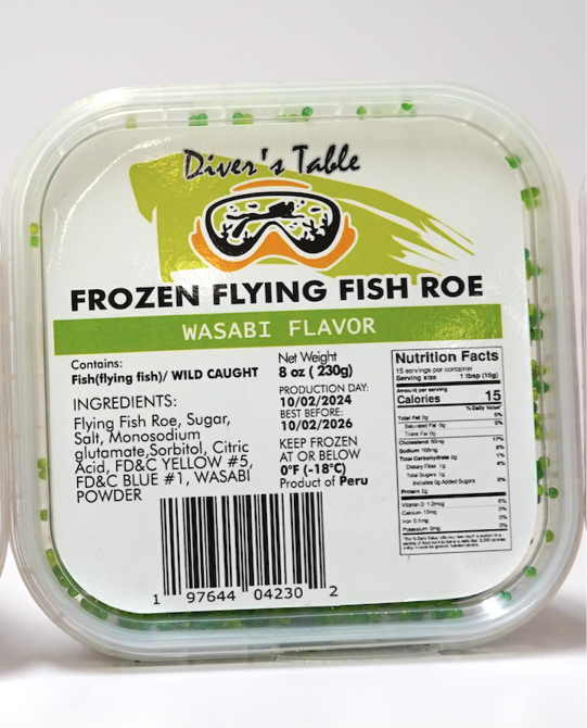 Diver's Table Flying Fish Roe Wasabi (Tobiko, 와사비 날치알) - 230g (8 oz)