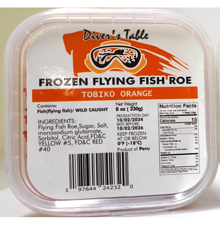 Diver's Table Flying Fish Roe Orange (Tobiko, 날치알 ) - 230g (8 oz)