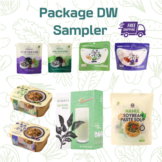 [Package DW Sampler] 비벼밥 2개+취향잡채 2개 + 즉석 된장국 1개 +취나물쉐이크 1개+나물전 2개