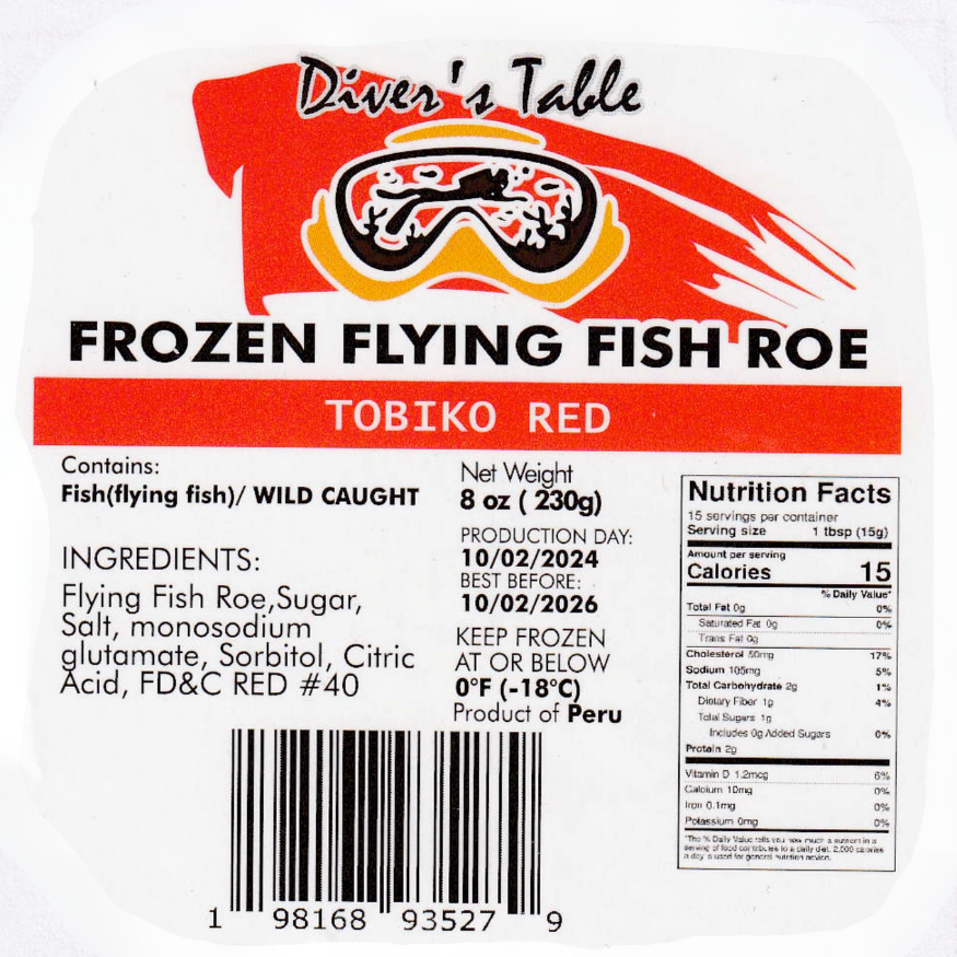 Diver's Table Flying Fish Roe Red (Tobiko, 날치알 ) - 230g (8 oz)