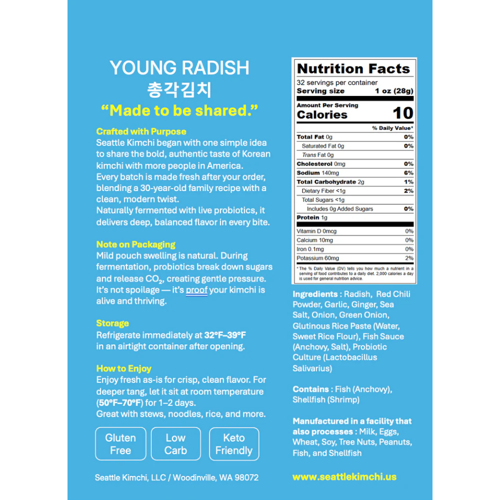 [Seattle Kimchi] Ponytail Kimchi 2.4oz (700g)  / 총각김치