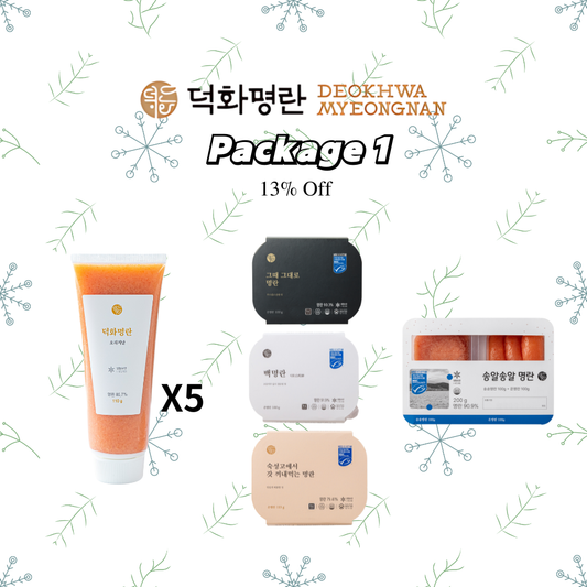 Package 1 :  덕화 명란 가을 세일 - 튜브 명란 5개 + 시그니처 3개 + 송알송알 1개 | 13% Off
