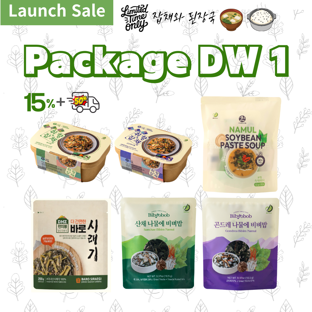 [Package DW1] 취향잡채 2개 + 즉석 된장국 1개 + 비벼밥 2개 + 시래기 1개