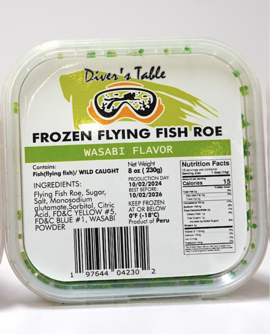 Diver's Table Flying Fish Roe Wasabi (Tobiko, 와사비 날치알) - 230g (8 oz)